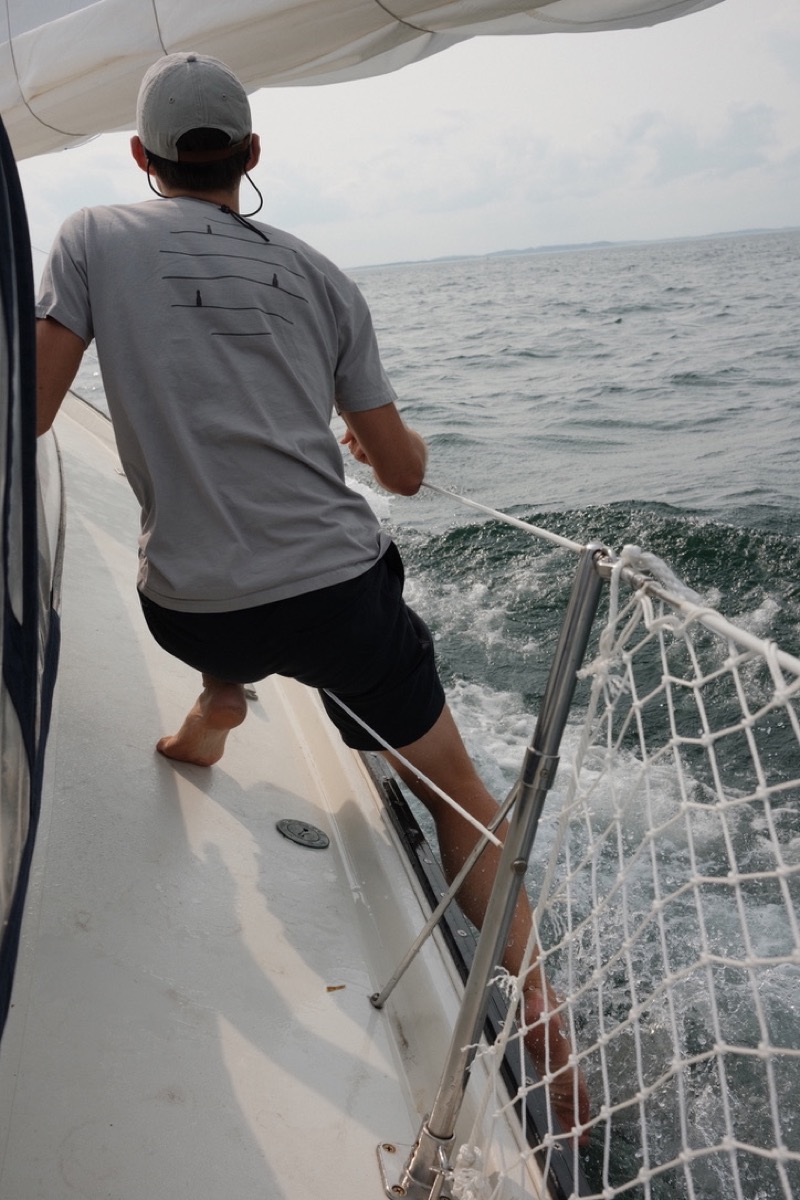 On deck in choppy seas